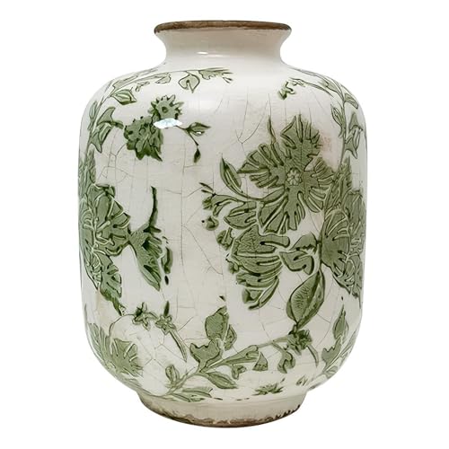 SYDDOL Kleine Grüne Keramikvase, Vase mit Rissglasur für Blumen, 14 cm von SYDDOL INSPIRED