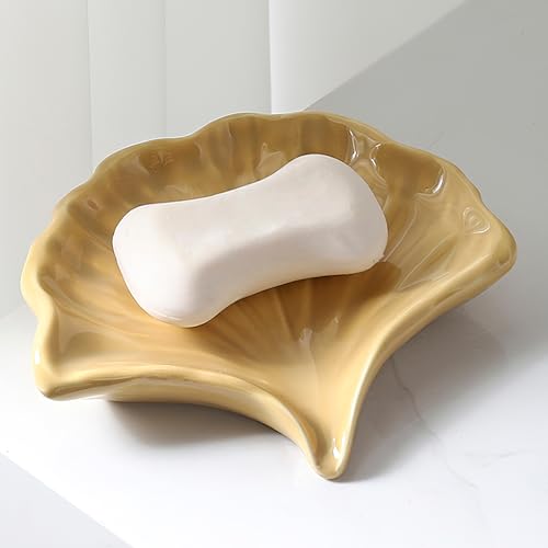 SYDDOL Seifenschale Ginkgoblatt Seifenschale Keramik Selbstentleerend Seifenhalter Blatt Schmucktablett Geeignet für Badezimmer Küche Spüle Waschtisch Moderne Wohnkultur Geschenke für Frauen (Khaki) SYDDOL Seifenschale Ginkgoblatt Seifenschale Keramik Selbstentleerend Seifenhalter Blatt Schmucktablett Geeignet für Badezimmer Küche Spüle Waschtisch Moderne Wohnkultur Geschenke für Frauen (Khaki) von SYDDOL INSPIRED