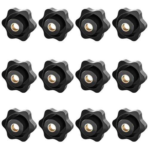 SYEYCW 12 Stück Sterngriffmutter M6, 32mm Flügelmutter Äußerer, Schwarz Sterngriff Griffmuttern, Kunststoff Rändelschraube, Innengewinde Klemmknopf, für Werkzeugmaschinen, Fitnessgeräte, Möbel von SYEYCW
