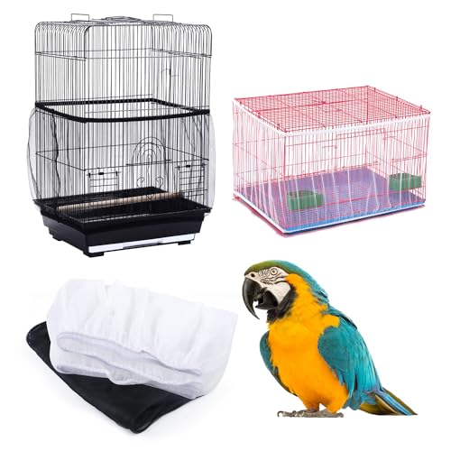 SYEYCW 2 Stück Vogelkäfig Abdeckung, Universal Vogelkäfig Samenfänger, Weich Stretch Vogelkäfig Netzabdeckung, Luftiger Rockschutz, für Papageien, Aras, Afrikanischer Runder Quadratischer Käfig von SYEYCW