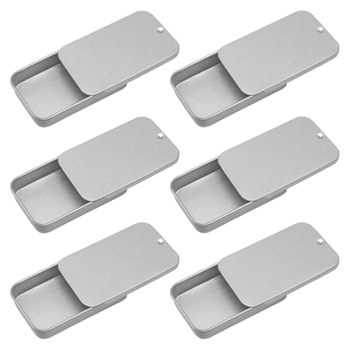SYEYCW 6 Stück Kleine Metalldose, Rechteckige Dose mit Schiebedeckel, 50 × 25 × 10 mm Metall-Dosenbehälter, Wiederverwendbare Mini-Leere Dosenbox, für Gunst, Geschenk, Süßigkeiten, Lippensulbe, Pille SYEYCW 6 Stück Kleine Metalldose, Rechteckige Dose mit Schiebedeckel, 50 × 25 × 10 mm Metall-Dosenbehälter, Wiederverwendbare Mini-Leere Dosenbox, für Gunst, Geschenk, Süßigkeiten, Lippensulbe, Pille von SYEYCW