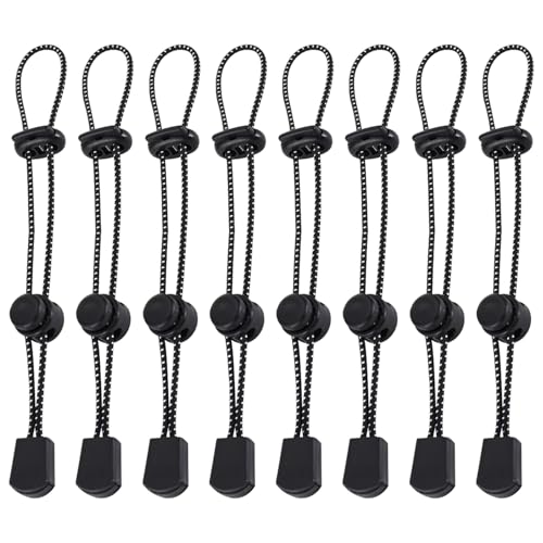 SYEYCW 8 Stück Rucksack Spazierstock Halter, Verstellbare Elastisches Seil mit Schnallen, Trekking Wanderstock Befestigungsschnur, für Wandern Rucksack Lanyards Kleidung, Schwarz von SYEYCW