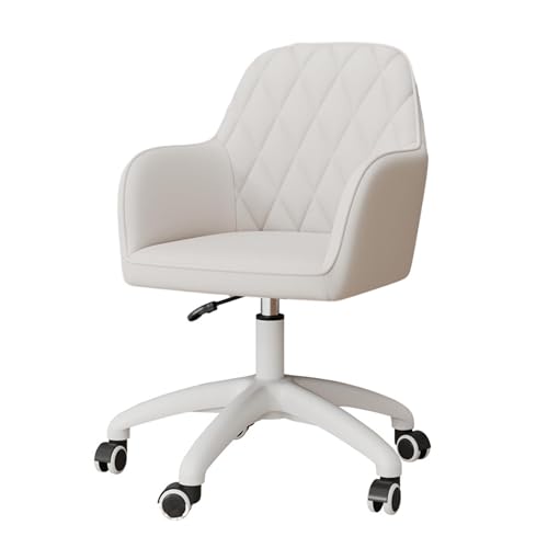 JINMUXUAN 360° drehbarer Heimcomputerstuhl, höhenverstellbar, ergonomischer Stuhl, Heimbüro, Schreibtischstuhl für Arbeitszimmer, Wohnzimmer, Computerzimmer, Weiß, Höhe 7585 cm von SYFJDBK