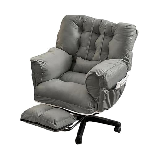 JINMUXUAN Ergonomischer Heimcomputerstuhl mit neigbarer Rückenlehne, bequemer gepolsterter Drehstuhl, Büro-Schreibtischstuhl, verstellbare Höhe, Schminkstuhl, einfach zu montieren, Dunkelgrau 1, Höhe JINMUXUAN Ergonomischer Heimcomputerstuhl mit neigbarer Rückenlehne, bequemer gepolsterter Drehstuhl, Büro-Schreibtischstuhl, verstellbare Höhe, Schminkstuhl, einfach zu montieren, Dunkelgrau 1, Höhe von SYFJDBK
