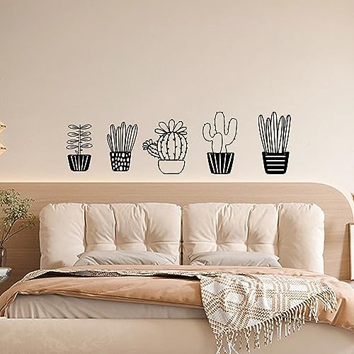 SYFUNLV Kaktus Wanddeko,5-teilig,Metall Wanddeko,Moderne und einfache Sukkulenten-Topfblumen-Wandkunst,für Wohnzimmer Schlafzimmer Hintergrund Wanddekoration von SYFUNLV