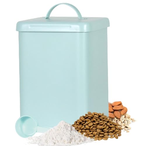 SYFUNLV Metall Aufbewahrungsbox für Waschmitte,Laundry Dose Deckel,6 l Waschpulver Box Behälter,Waschmittelbox mit Dosierlöffel,wasserdicht und rostfrei,Für Pulver Lebensmittel Tiernahrung (Grün) von SYFUNLV