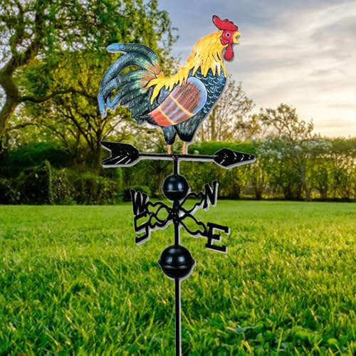 SYFUNLV Metall-Hahn Wind Vane,bunt Hahn-Wetterfahne,35×130cm Metall Windanzeige Hahn Form Dekoration für Garten Hinterhof Wind Direction Indicator und Roof Decoration von Syfunlv