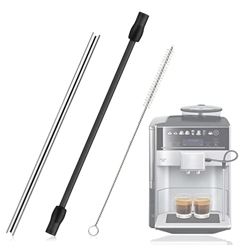 Syfunlv Milchschlauch Edelstahles Milchrohr und Reinigungsbürste Zubehör Set,Schlauch an Kaffeemaschine,mit Ansaugschutz beidseitig kompatibel mit Siemens, BoschKaffeevollautomat von Syfunlv