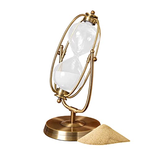 SYFUNLV Metall Sanduhren,Vintage-Sanduhr,12×24cm Rotierende Sand Timer, 30/15 Minuten,Vintage-Sanduhr,mit goldenen Seitstützen, Dekorative Sanduhr aus Glas Geschenkeinzigartiges Andenken (S) von Syfunlv
