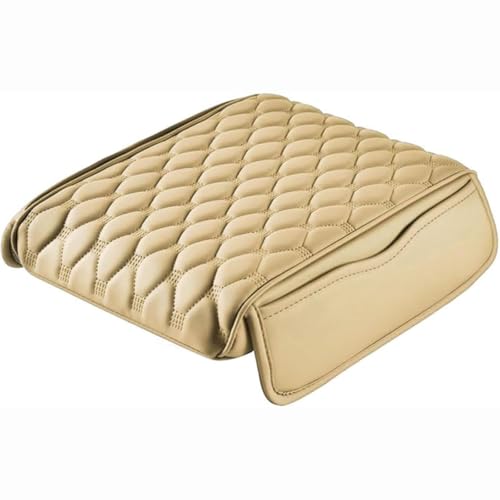 SYGWC Für Mazda CX-3 Auto Mittelkonsolenpolster,Leder Universal Memory Foam Auto Armlehne Mittelkonsole,rutschfest Auto Armlehne Box Abdeckung (Beige) von SYGWC