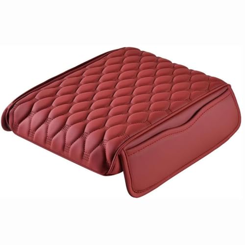 SYGWC Für Mazda CX-3 Auto Mittelkonsolenpolster,Leder Universal Memory Foam Auto Armlehne Mittelkonsole,rutschfest Auto Armlehne Box Abdeckung (Wine Red) von SYGWC