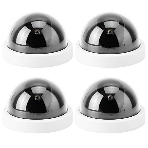 4 teilige Gefälschte Überwachungskamera, Simulationshalbkugelkamera, Dummy Dome Kamera, Innen/Außenkamera mit Blinkendem LED Licht für Supermärkte, Hotels, Parkplätze, Bibliotheken(Weiss) von SYH&AQYE