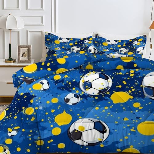 SYHIEGO Fußball Bettdecke 135x200 4 Jahreszeiten, Jungen Ganzjahresdecke 135 x 200, Weiche Bettdecke Ohne Bezug, Waschbare Bettdecken Fußball Muster Steppdecke Schlafdecke, G&8 von SYHIEGO