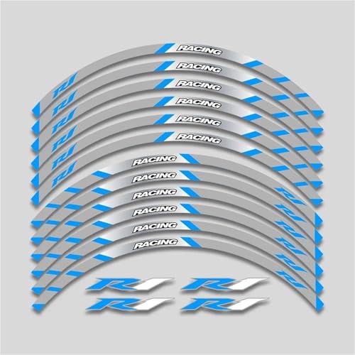 17 Zoll Motorrad Aufkleber Räder Hub Reflektierende Streifen Felge Reifen Dekorative Decals Band Kit Für Yamaha YZFR1 Dekorationen(L2 Style B Bule) von SYHJKX