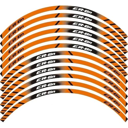 Motorrad Rad Aufkleber Kontur Dekoration Reflektierende Hub Felge Wasserdicht Set Für Kawasaki ER-6N ER6N Dekorationen(Orange) von SYHJKX