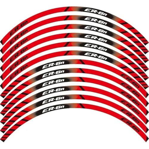 Motorrad Rad Aufkleber Kontur Dekoration Reflektierende Hub Felge Wasserdicht Set Für Kawasaki ER-6N ER6N Dekorationen(Red) von SYHJKX