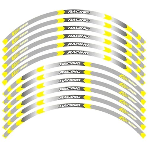Motorrad-Radaufkleber 7 Stil 15 Zoll Reifenaufkleber Felge Reflektierend Wasserdicht Dekorativ Für BMW C650 Sport Dekorationen(B Yellow) von SYHJKX
