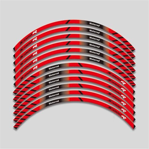 Motorrad-Radaufkleber Wasserdicht Reflektierende Aufkleber Felgenstreifen-Set Für BMW S1000R S1000 R Dekoratives Zubehör Dekorationen(Red) von SYHJKX