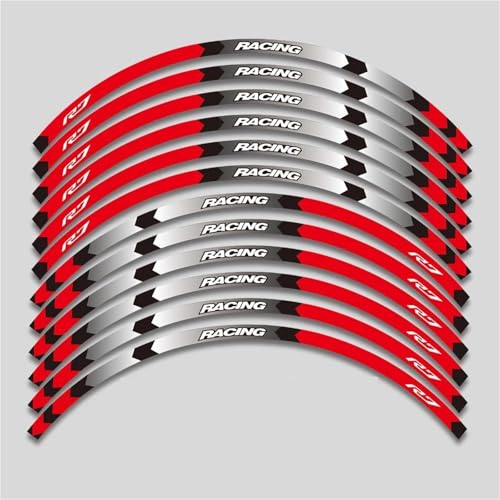 Motorrad Vorder Und Hinterräder Rand Äußeren Rim Aufkleber Reflektierende Streifen Set Für Yamaha YZFR7 YZF R7 2022 2023 Dekorationen(A Red) von SYHJKX