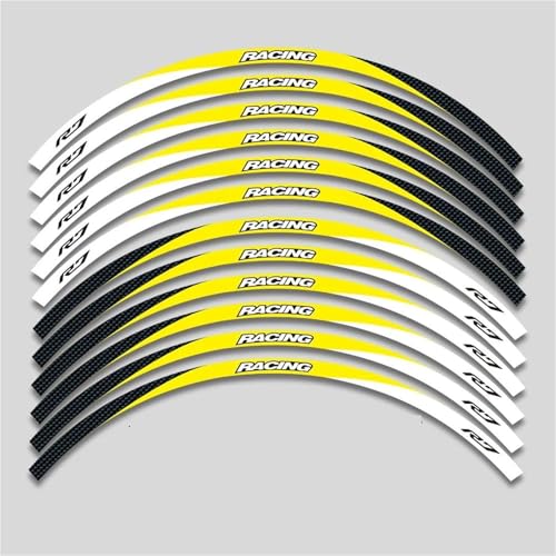 Motorrad Vorder Und Hinterräder Rand Äußeren Rim Aufkleber Reflektierende Streifen Set Für Yamaha YZFR7 YZF R7 2022 2023 Dekorationen(A Yellow) von SYHJKX