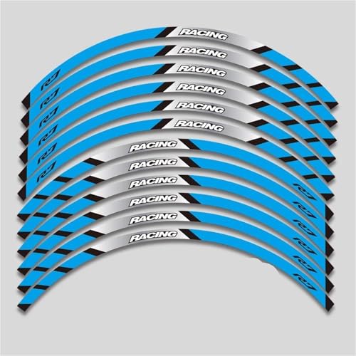 Motorrad Vorder Und Hinterräder Rand Äußeren Rim Aufkleber Reflektierende Streifen Set Für Yamaha YZFR7 YZF R7 2022 2023 Dekorationen(C Blue) von SYHJKX