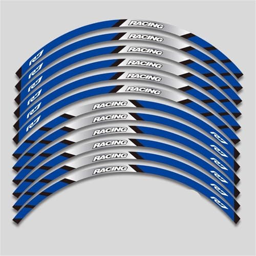 Motorrad Vorder Und Hinterräder Rand Äußeren Rim Aufkleber Reflektierende Streifen Set Für Yamaha YZFR7 YZF R7 2022 2023 Dekorationen(D Blue) von SYHJKX
