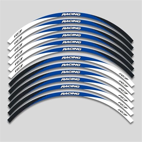 Motorrad Vorder Und Hinterräder Rand Äußeren Rim Aufkleber Reflektierende Streifen Set Für Yamaha YZFR7 YZF R7 2022 2023 Dekorationen(E Blue) von SYHJKX