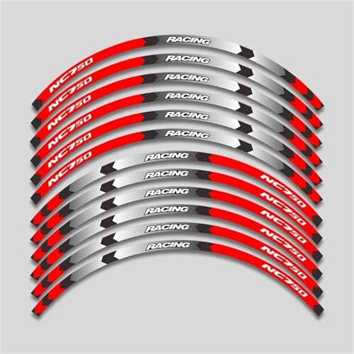 SYHJKX 17 Zoll Motorrad Rad Aufkleber Für Honda NC750 NC 750S 750X Dekoration Reflektierende Hub Felge Wasserdicht Dekorationen(A Red) von SYHJKX
