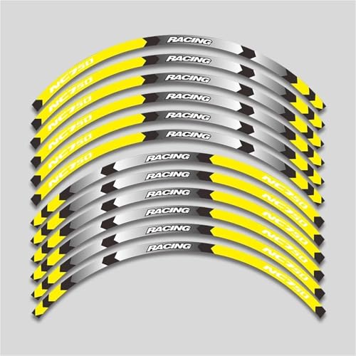 SYHJKX 17 Zoll Motorrad Rad Aufkleber Für Honda NC750 NC 750S 750X Dekoration Reflektierende Hub Felge Wasserdicht Dekorationen(C Yellow) von SYHJKX