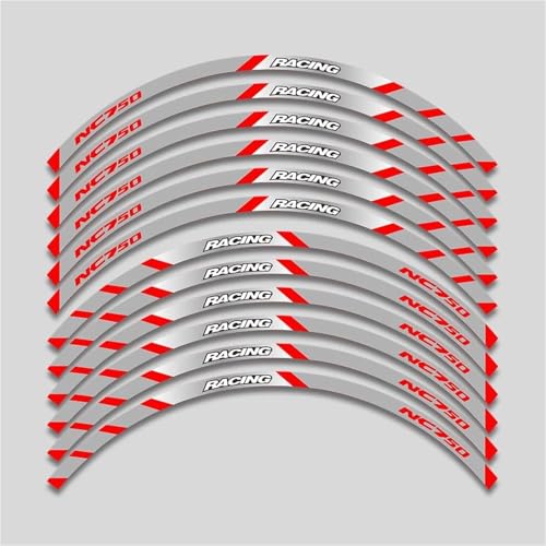 SYHJKX 17 Zoll Motorrad Rad Aufkleber Für Honda NC750 NC 750S 750X Dekoration Reflektierende Hub Felge Wasserdicht Dekorationen(D Red) von SYHJKX