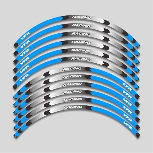 SYHJKX 17 Zoll Motorrad Rad Aufkleber Für Honda VFR750 VFR800 VFR1200F VFR 750 800 1200F Dekoration Reflektierende Aufkleber Set Dekorationen(1L A Bule) von SYHJKX