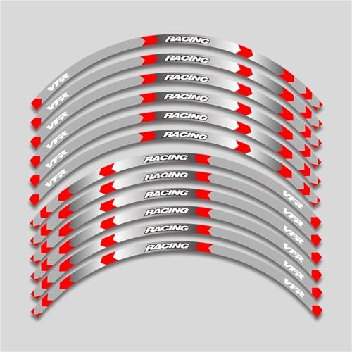 SYHJKX 17 Zoll Motorrad Rad Aufkleber Für Honda VFR750 VFR800 VFR1200F VFR 750 800 1200F Dekoration Reflektierende Aufkleber Set Dekorationen(2L B Red) von SYHJKX