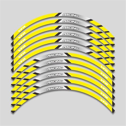 SYHJKX 17 Zoll Motorrad Rad Aufkleber Für Honda VFR750 VFR800 VFR1200F VFR 750 800 1200F Dekoration Reflektierende Aufkleber Set Dekorationen(4L A Yellow) von SYHJKX