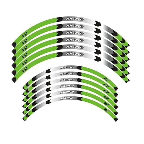 SYHJKX 21" 19 Motorrad-Radaufkleber Rim Stripes Tape Reflektierende Dekorative Aufkleber Für Yamaha YZ250F YZ450F YZ450FX YZ125 YZ250 Dekorationen(Green) von SYHJKX
