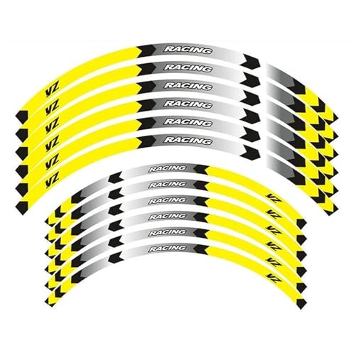 SYHJKX 21" 19 Motorrad-Radaufkleber Rim Stripes Tape Reflektierende Dekorative Aufkleber Für Yamaha YZ250F YZ450F YZ450FX YZ125 YZ250 Dekorationen(Yellow) von SYHJKX
