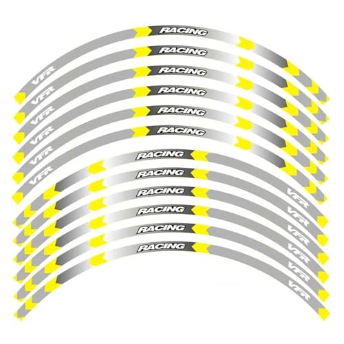 SYHJKX 7 Stil Motorrad Rad Reifen Felge Aufkleber 17 Zoll Für Honda VFR VFR750 VFR800 VFR1200 VFR1200F Dekorative Teile Dekorationen(B Yellow) von SYHJKX
