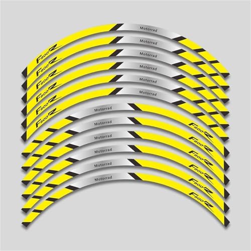 SYHJKX Motorrad Rad Aufkleber Wasserdicht Reflektierende Aufkleber Felgenstreifen Für BMW F800R F 800R F800 R 800 Dekorative Dekorationen(2L A Yellow) von SYHJKX