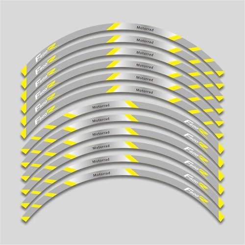 SYHJKX Motorrad Rad Aufkleber Wasserdicht Reflektierende Aufkleber Felgenstreifen Für BMW F800R F 800R F800 R 800 Dekorative Dekorationen(2L B Yellow) von SYHJKX