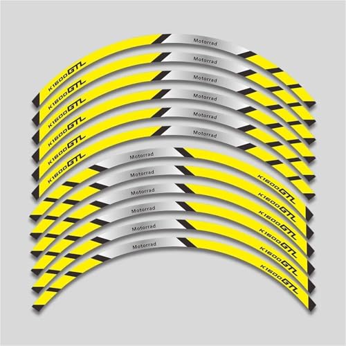 SYHJKX Motorrad Rad Aufkleber Wasserdicht Reflektierende Felgenstreifen Dekoratives Zubehör Für BMW K1600GTL K1600 GTL Dekorationen(2L A Yellow) von SYHJKX