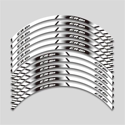 SYHJKX Motorrad Rad Aufkleber Wasserdicht Reflektierende Felgenstreifen Set Zubehör Für Kawasaki ER 6n ER6n Er-6n 17 Zoll Dekorationen(White) von SYHJKX