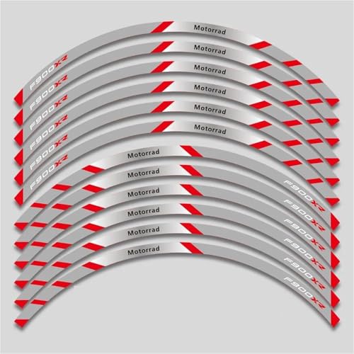 SYHJKX Motorrad-Radaufkleber Für BMW F900XR Konturdekoration Reflektierende Nabenaufkleber Felgen Wasserdichtes Aufkleberset Dekorationen(2L B Red) von SYHJKX