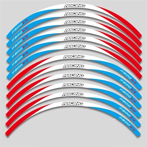 SYHJKX Motorrad-Radaufkleber Für BMW F900XR Konturdekoration Reflektierende Nabenaufkleber Felgen Wasserdichtes Aufkleberset Dekorationen(3L A Red White Bule) von SYHJKX