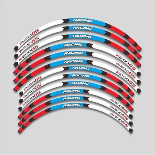 SYHJKX Motorrad-Radaufkleber Für BMW R1200GS R1200 GS Dekoration Reflektierende Nabenaufkleber Felge wasserdichte Aufkleber Set Dekorationen(B2 Red Blue White) von SYHJKX