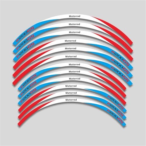 SYHJKX Motorrad-Radaufkleber Für BMW R1200GS R1200 GS Dekoration Reflektierende Nabenaufkleber Felge wasserdichte Aufkleber Set Dekorationen(B3 Red White Blue) von SYHJKX