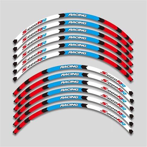 SYHJKX Motorrad-Radaufkleber Im Inneren Nabenaufkleber Randstreifenband Für BMW S1000RR S 1000RR Reflektierendes Dekoratives Dekorationen(Red Bule White) von SYHJKX