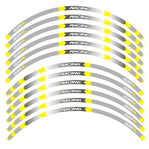 SYHJKX Motorrad-Radaufkleber-Set Nabenaufkleber Felgenstreifenband Für BMW G310R 17 Zoll Reflektierendes Wasserdichtes Dekoratives Dekorationen(B Yellow) von SYHJKX