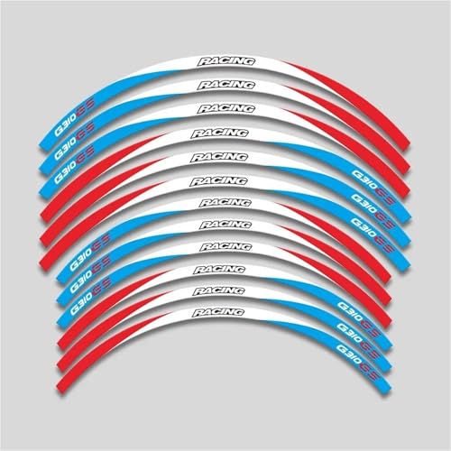 SYHJKX Motorrad-Radaufkleber Wasserdicht Reflektierende Aufkleber Felgenstreifen-Set Für BMW G310GS Contour Dekoratives Zubehör Dekorationen(3L Red White Bule) von SYHJKX