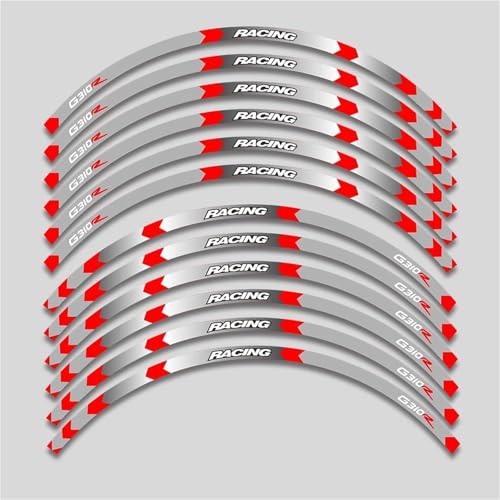 SYHJKX Motorrad-Radaufkleber Wasserdicht Reflektierende Aufkleber Felgenstreifen-Set Für BMW G310R G310 R Dekoratives Zubehör Dekorationen(1L B Red) von SYHJKX