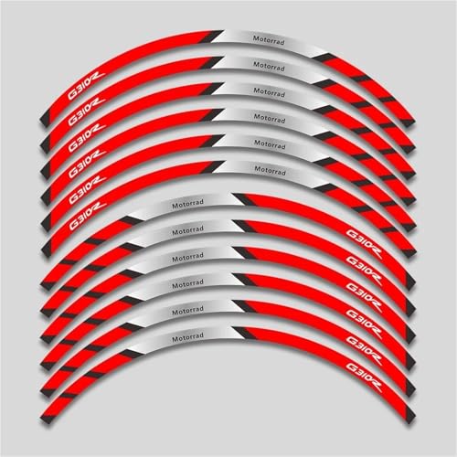 SYHJKX Motorrad-Radaufkleber Wasserdicht Reflektierende Aufkleber Felgenstreifen-Set Für BMW G310R G310 R Dekoratives Zubehör Dekorationen(2L A Red) von SYHJKX