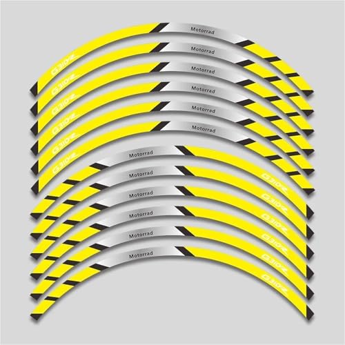 SYHJKX Motorrad-Radaufkleber Wasserdicht Reflektierende Aufkleber Felgenstreifen-Set Für BMW G310R G310 R Dekoratives Zubehör Dekorationen(2L A Yellow) von SYHJKX